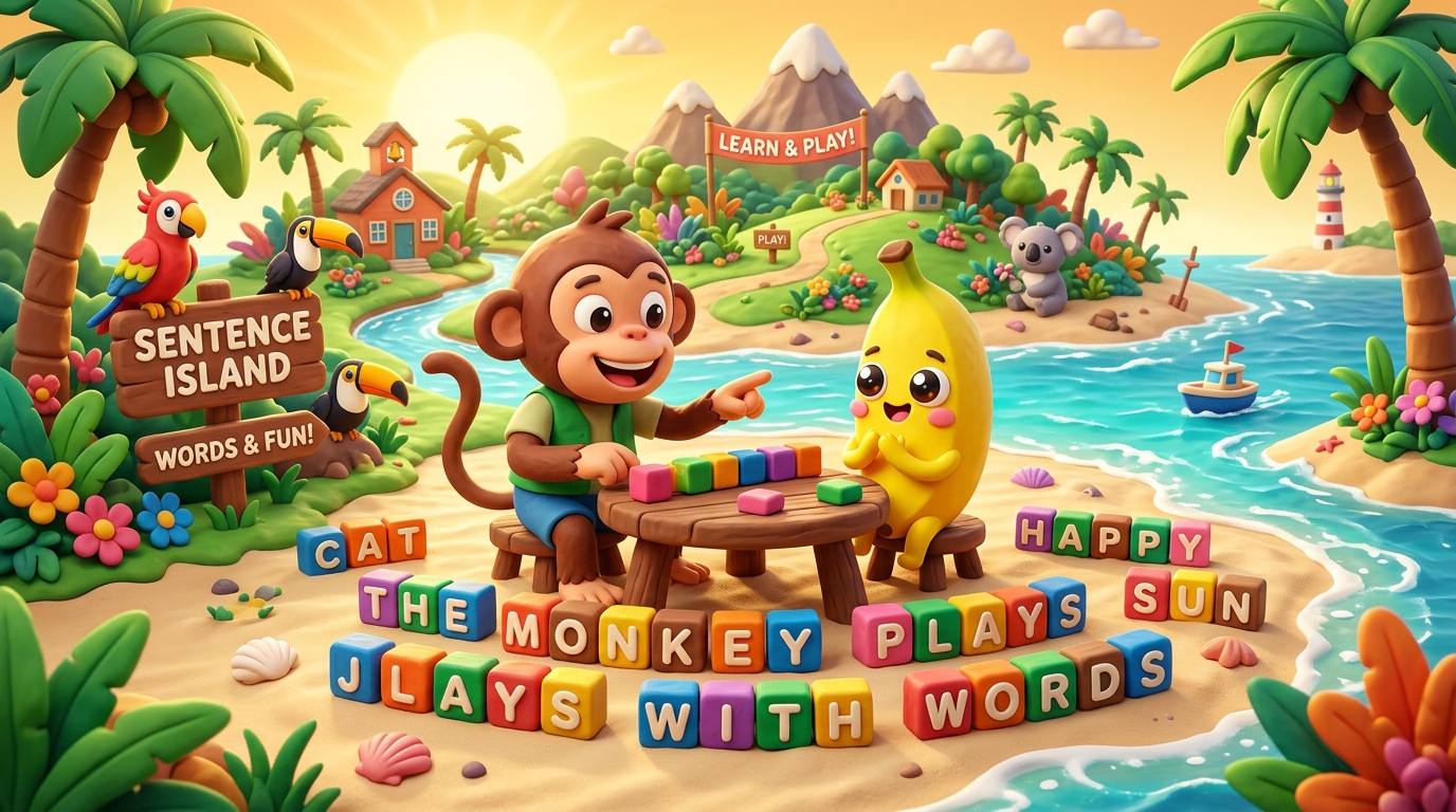 Sentence Island Fun Cartoon